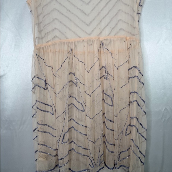 Free People Beaded Mesh Mini Slip Dress – Size Large - Picture 9 of 11